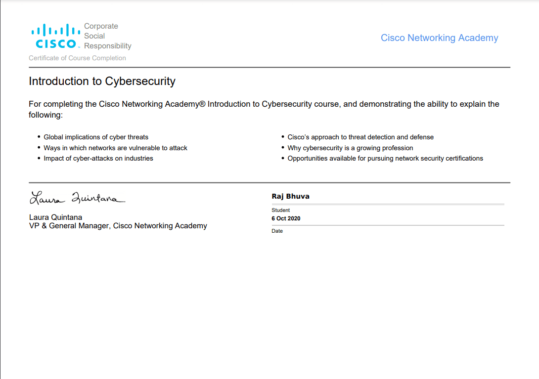Introduction to Cybersecurity