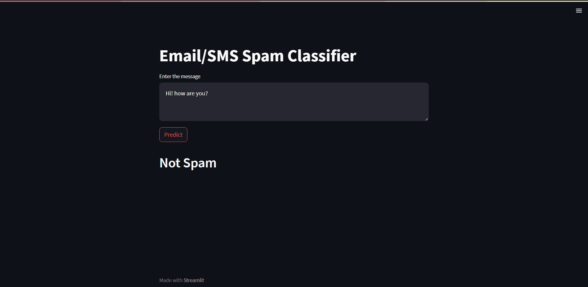Real time Spam Classifier
